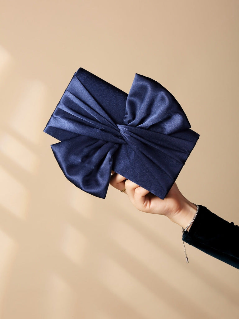 Pochettes à nœud pour femmes sac de soirée formel vintage en satin pour fête de mariage
