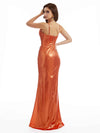 Sexy Mermaid Spaghetti Straps Side Slit Formal Metallic Maxi Dresses