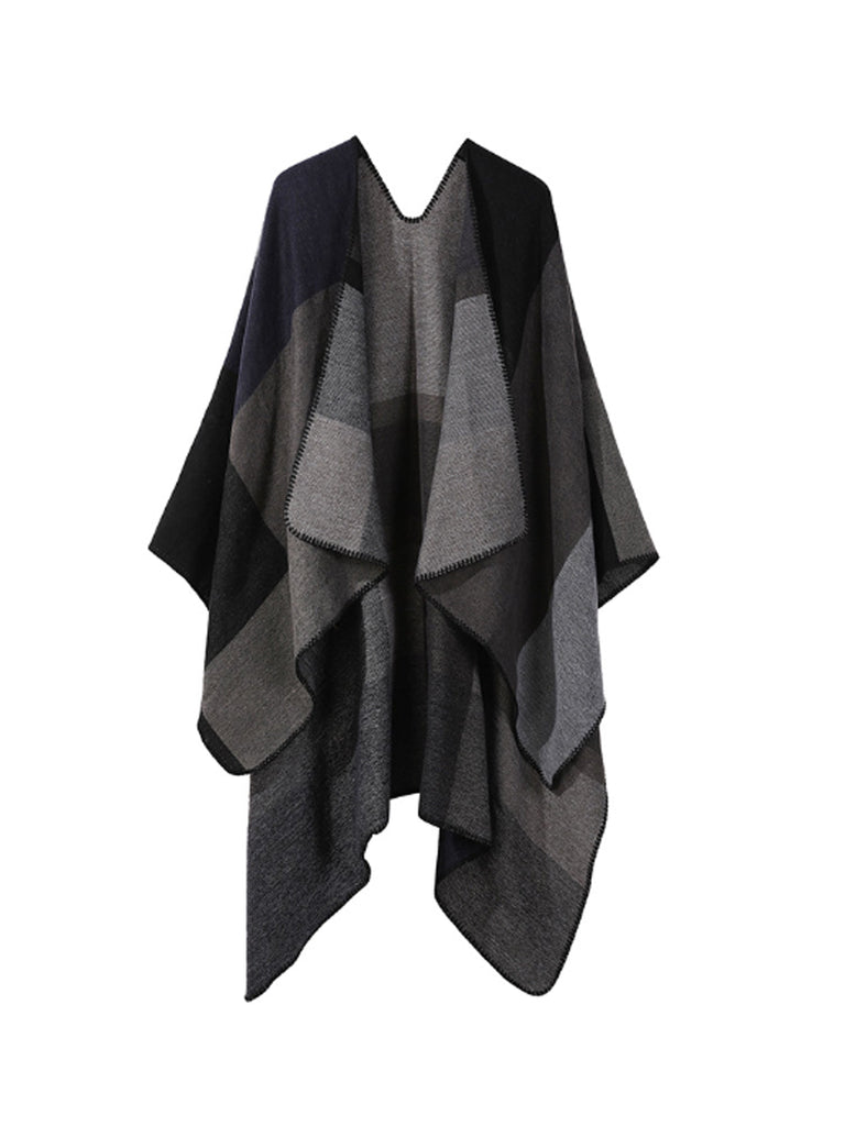 Women's Printed Shawl Wrap Fashionable Open Front Poncho Cape