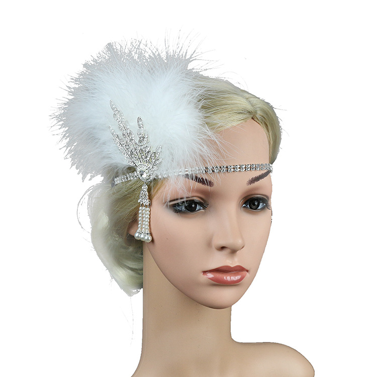 Pince à cheveux en plumes blanches et noires, peigne vintage à bijoux