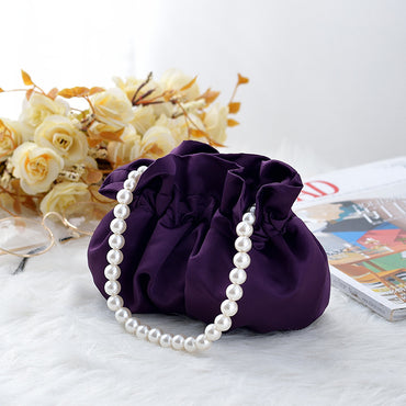 Cute pearl satin handbag small handbag bag party bag dress bag