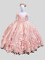 Robe de Quinceanera mini rose blush pour filles appliques florales 3D petites robes de princesse