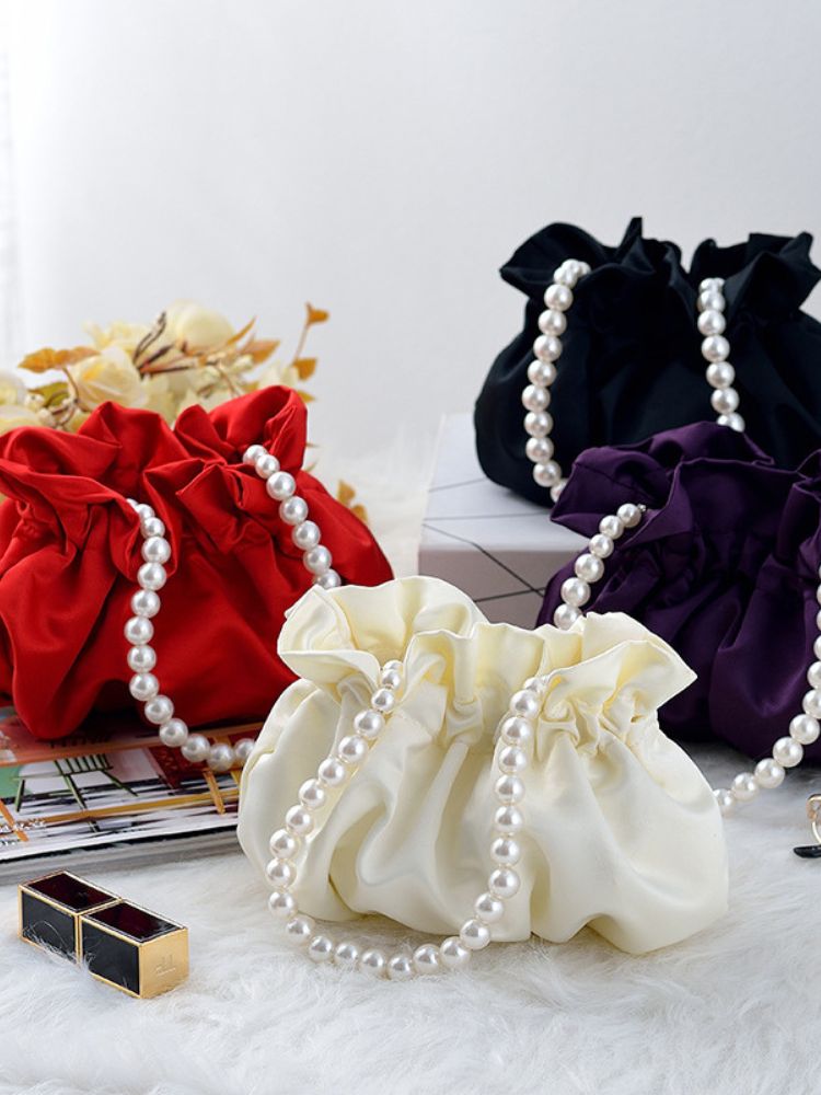 Cute pearl satin handbag small handbag bag party bag dress bag