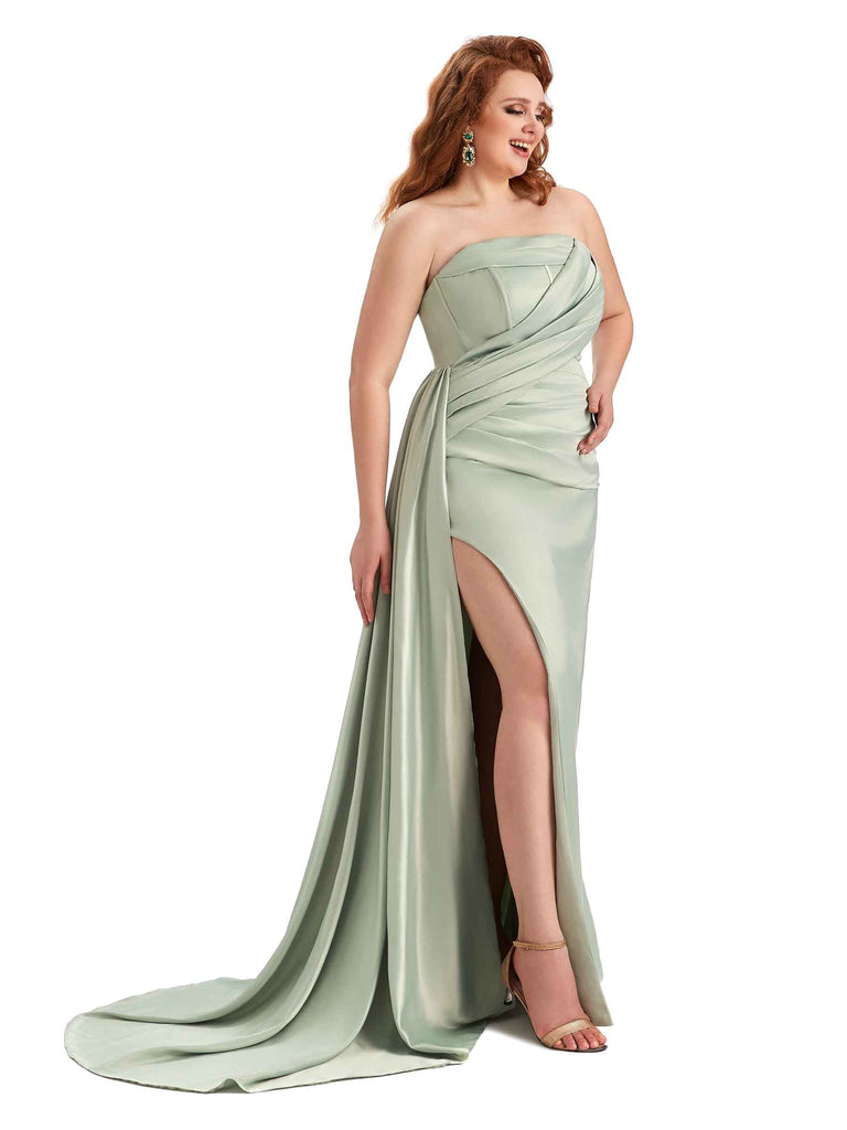 Robes de demoiselle d'honneur de mariage formelles en satin doux sirène Snafente sexy