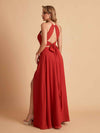 Robe de demoiselle d'honneur élégante en mousseline de soie dos nu