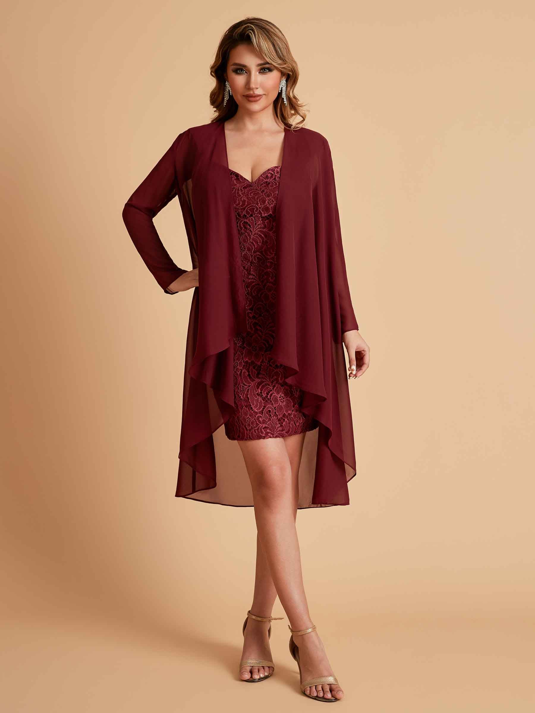 Robe de mère courte et élégante en mousseline de soie