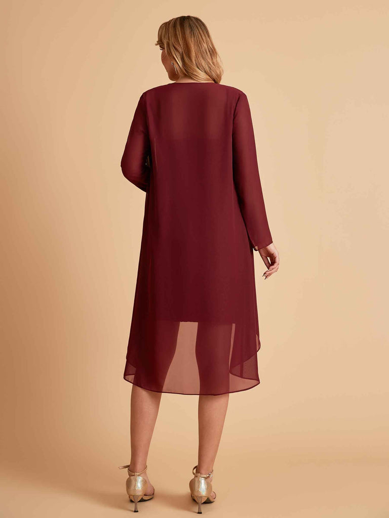 Robe de mère courte et élégante en mousseline de soie
