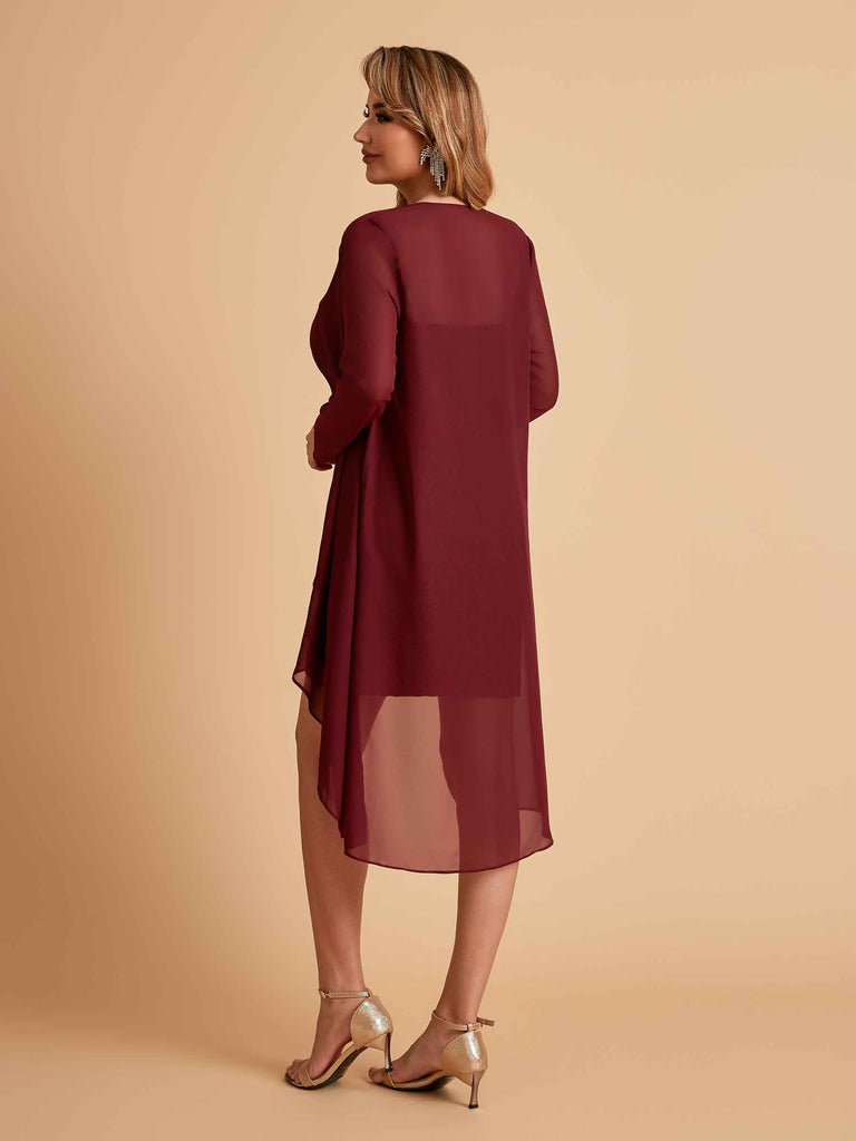 Robe de mère courte et élégante en mousseline de soie