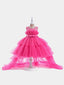 Robe de demoiselle d'honneur mignonne avec traîne robe de princesse en tulle trapèze pour mariage