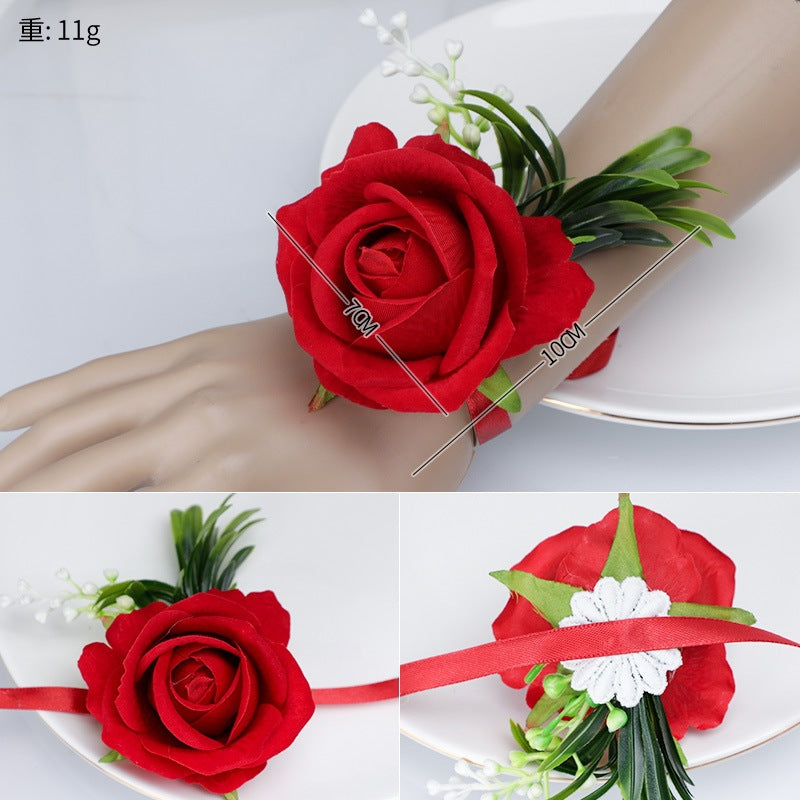 New Rose Corsage Wedding Men Groomsmen Brooch Outdoor Party Decoration, CG6688