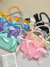 New bridesmaid satin bow shoulder bag hand-woven bag homemade silk satin bag