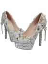 Women's Wedding Shoes Decorative Heel Wedding Heels Bridal Shoes With Beading WS0002