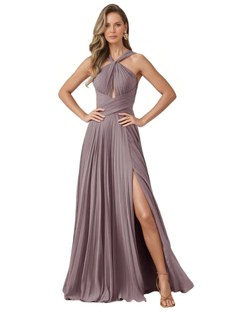 Robe en mousseline de soie coupe A-line dos nufente longueur au sol