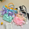 New bridesmaid satin bow shoulder bag hand-woven bag homemade silk satin bag