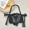 New bridesmaid satin bow shoulder bag hand-woven bag homemade silk satin bag