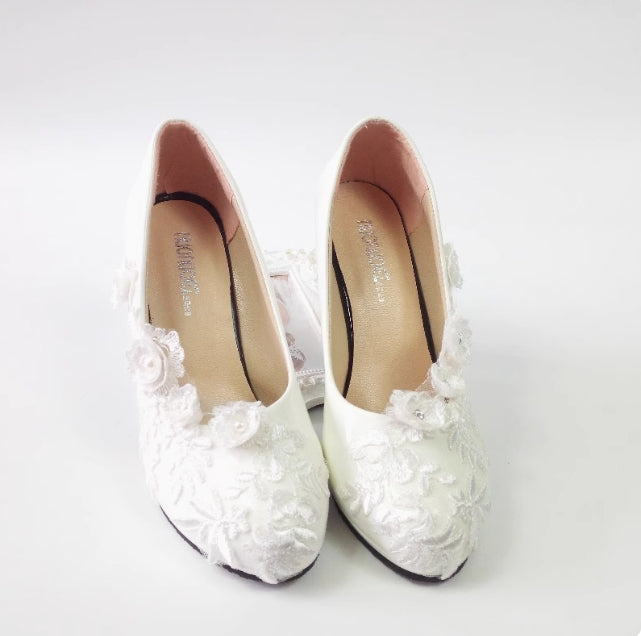 Women's Wedding Shoes Decorative Heel Wedding Heels Bridal Shoes With Beading WS0011