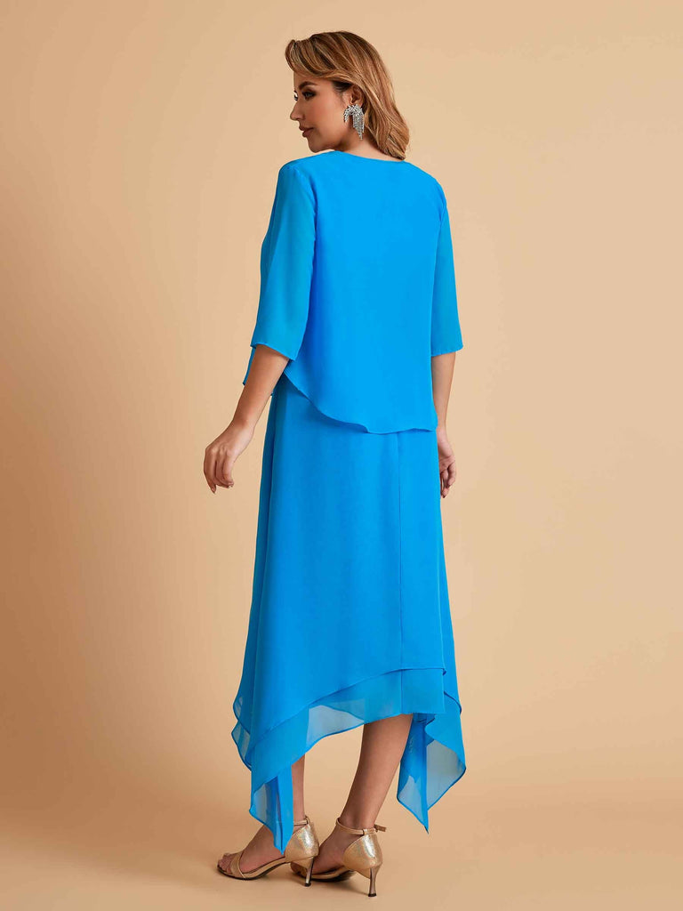 Robes de mère de la mariée élégantes en mousseline à manches courtes