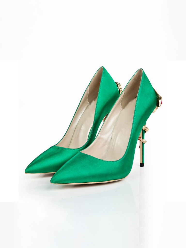 Women Satin Formal Pointed Toe Pumps High Heel Sexy Stilettos Slip On Office Cute Evening Dress Shoes