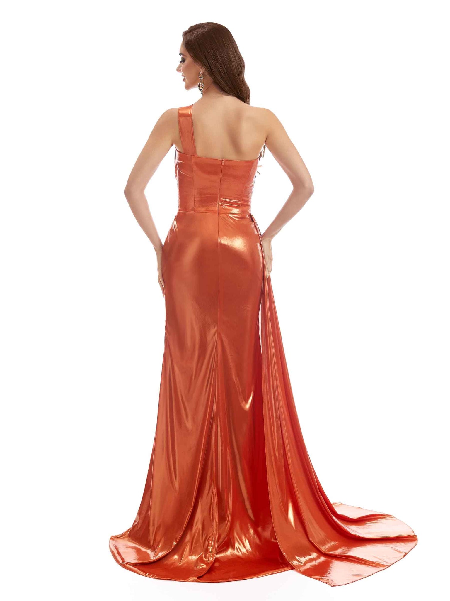 Robe longue plissée à une épaule fente latérale sexy pour femmes