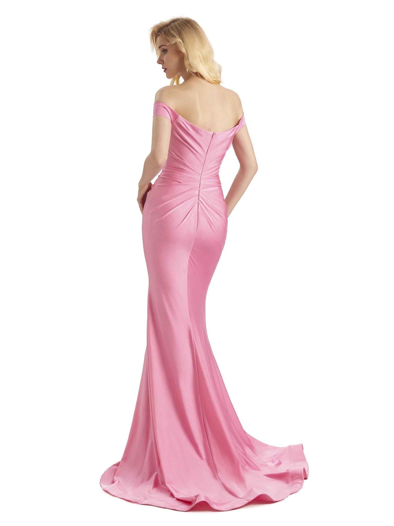 Robe sirène sexy jersey épaules dénudées longue robe d'invitée de mariage formelle