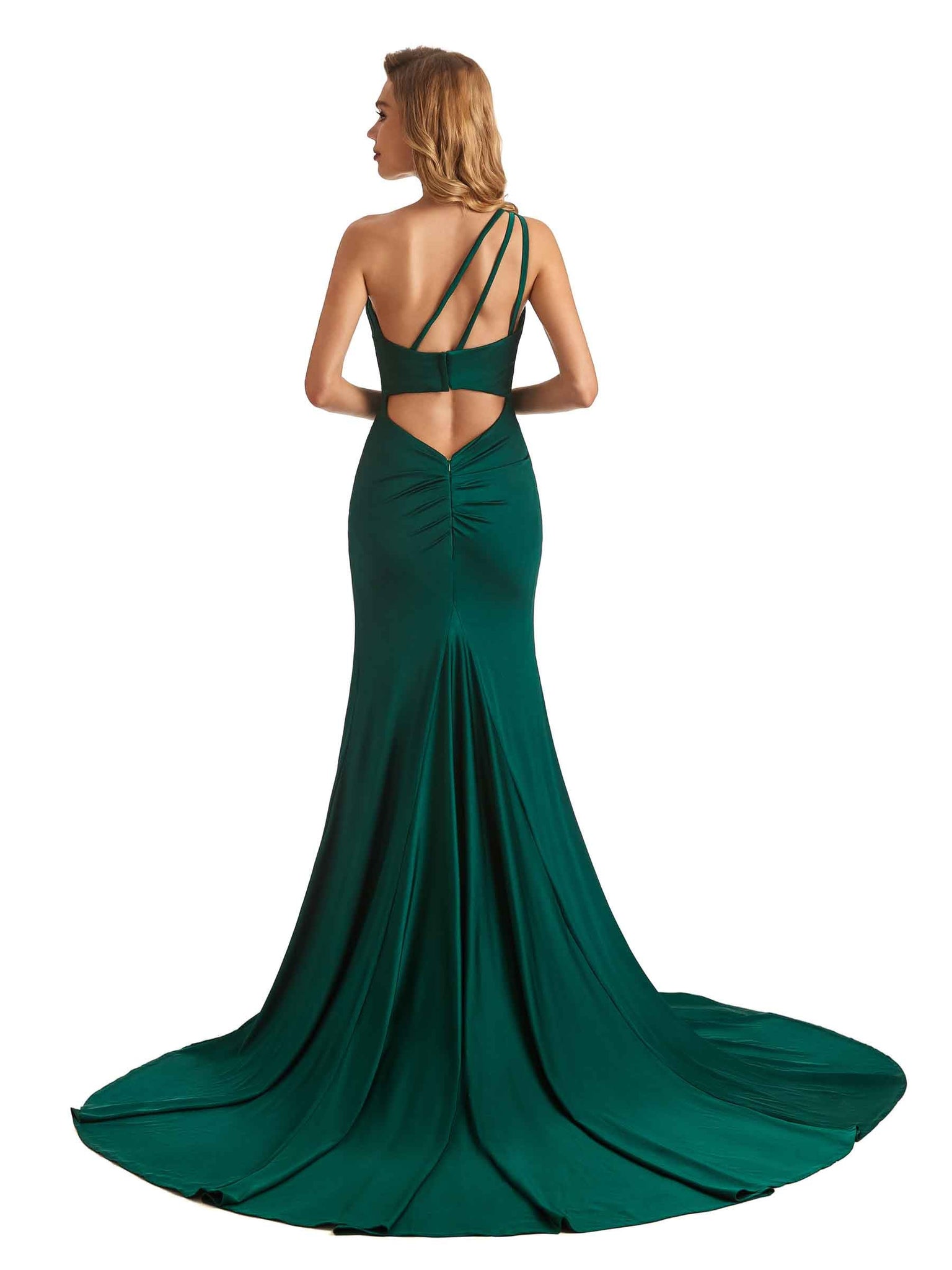 Robes courbes Jersey asymétrique épaule dénudée fente sexy