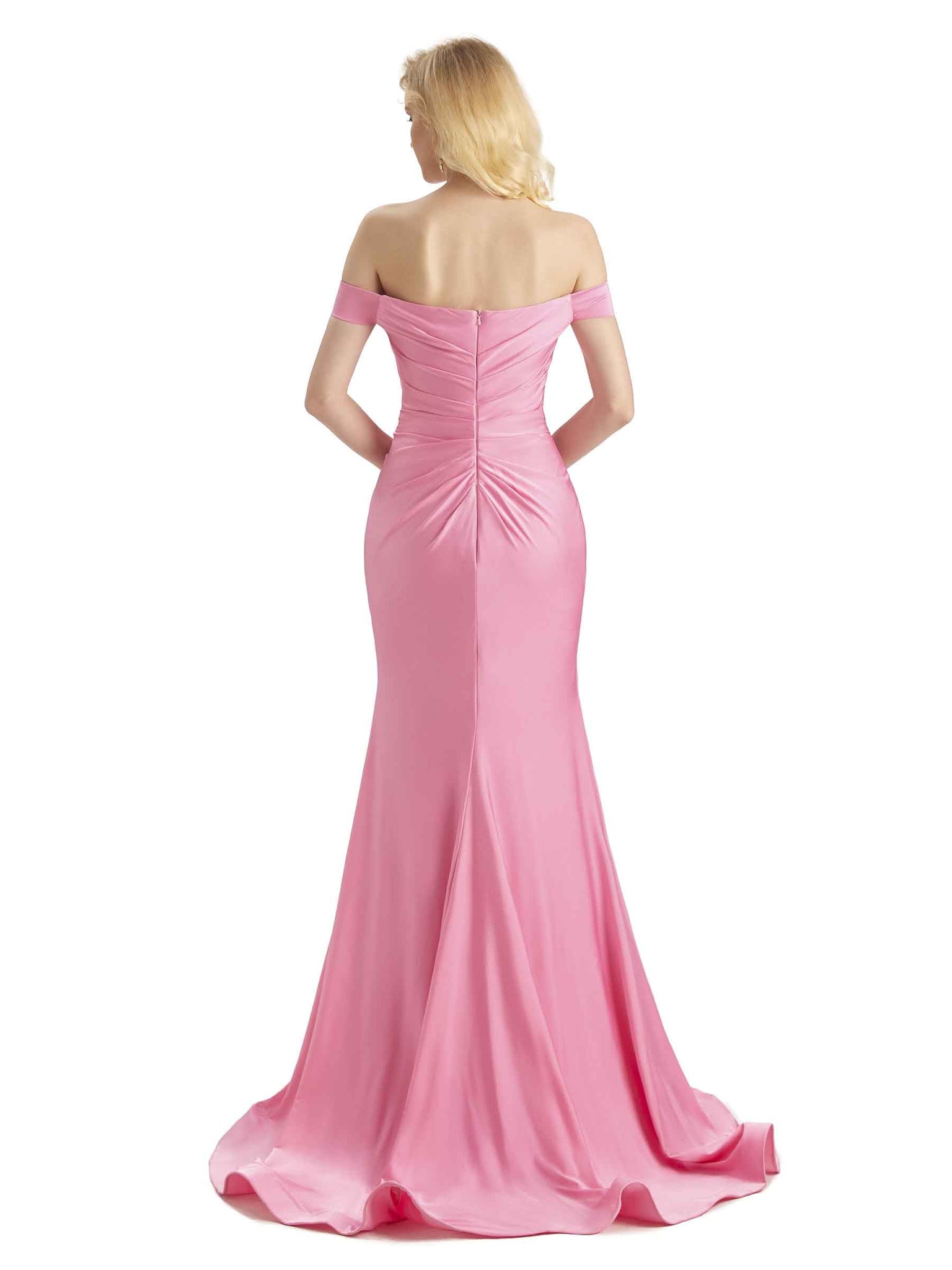 Robe sirène sexy jersey épaules dénudées longue robe d'invitée de mariage formelle