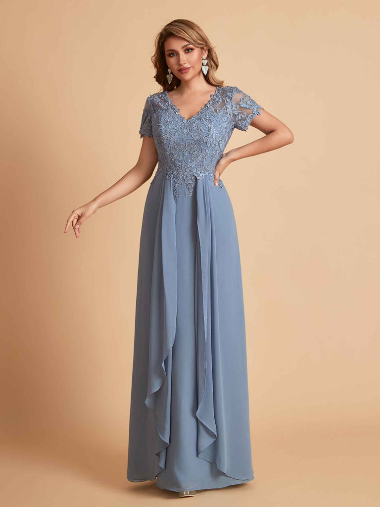 Robe en mousseline de soi col en V haut en dentelle
