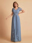 Robe en mousseline de soi col en V haut en dentelle