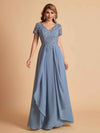 Robe en mousseline de soi col en V haut en dentelle