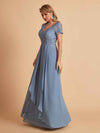 Robe en mousseline de soi col en V haut en dentelle