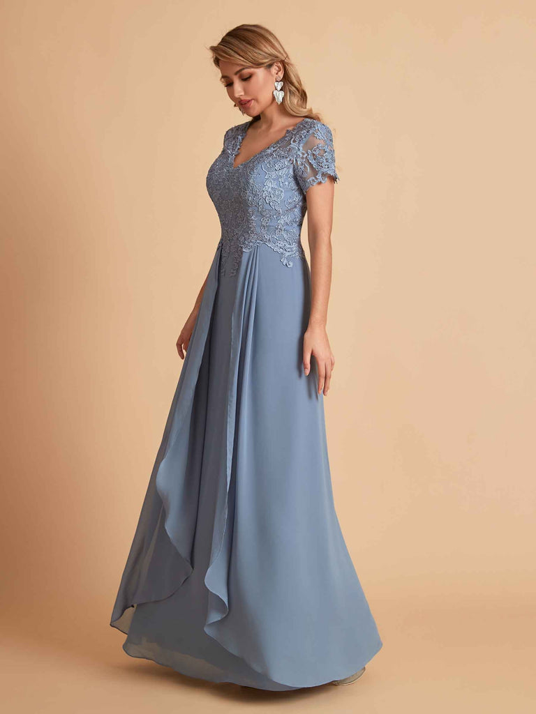 Robe en mousseline de soi col en V haut en dentelle