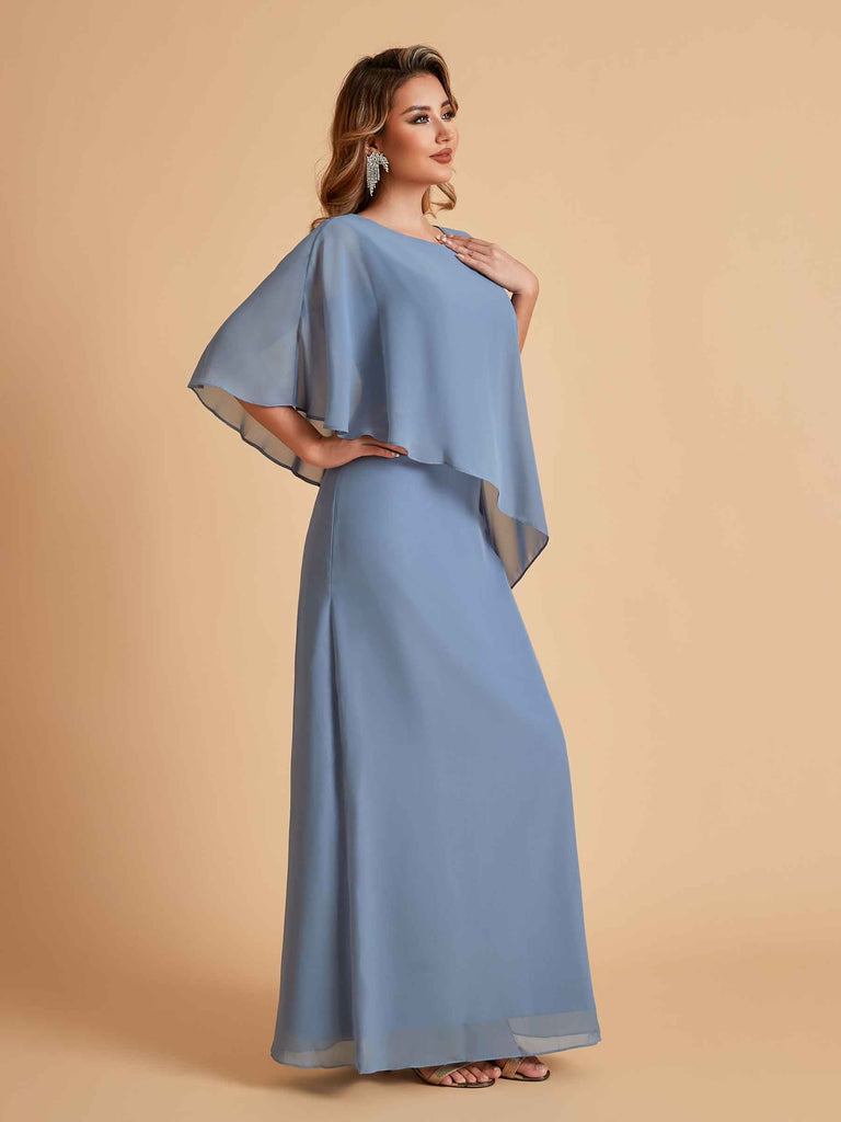 Robes élégantes en mousseline de soie manches mi-longues et col en V