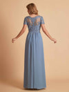 Robe en mousseline de soi col en V haut en dentelle