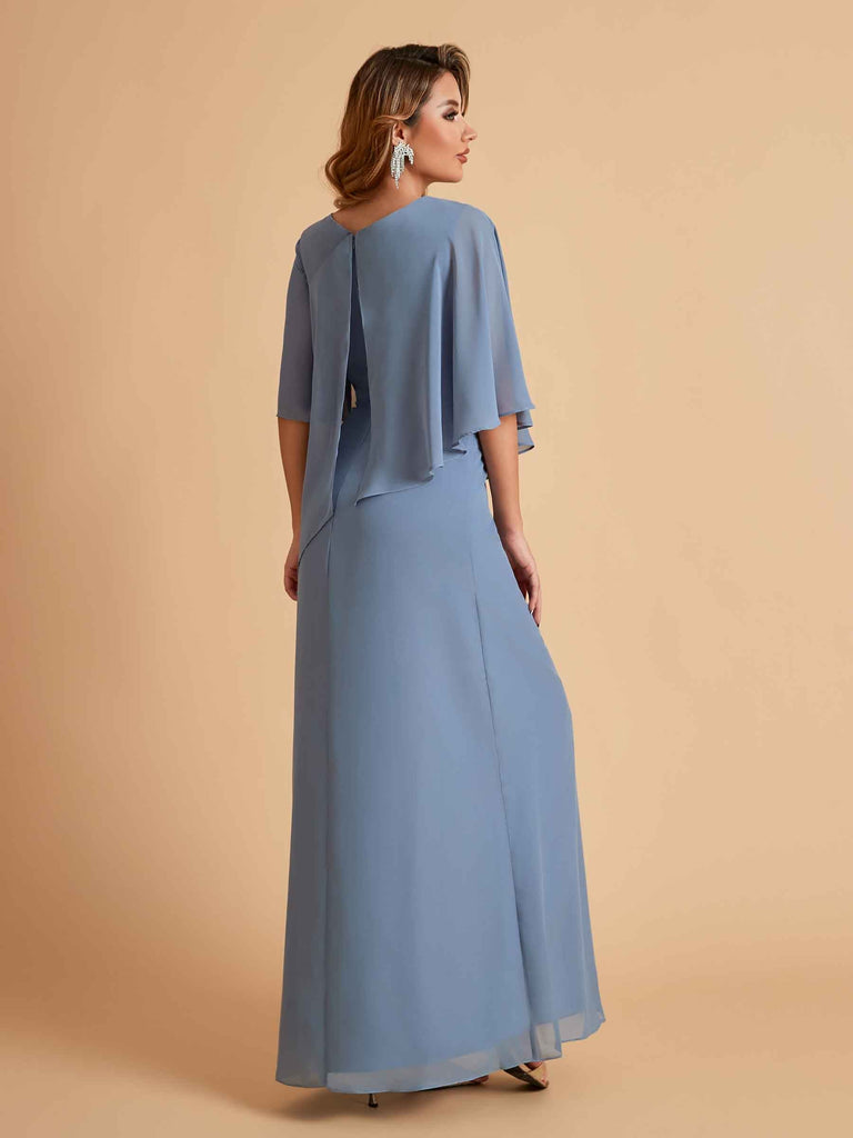 Robes élégantes en mousseline de soie manches mi-longues et col en V