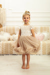 Jolies robes demoiselle d'honneur en dentelle pour filles nouvelle robe de soirée en tutu longueur genou avec nœud papillon