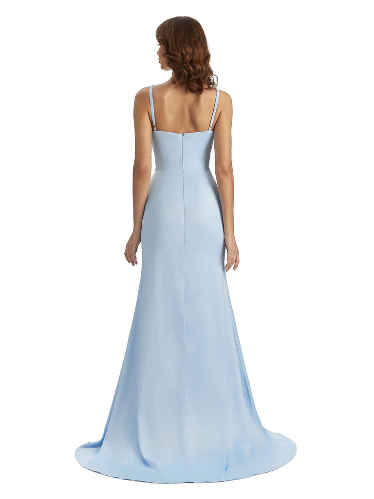 Robe sirène en Satin soyeux fente Chic longue, Maxi demoiselle d'honneur