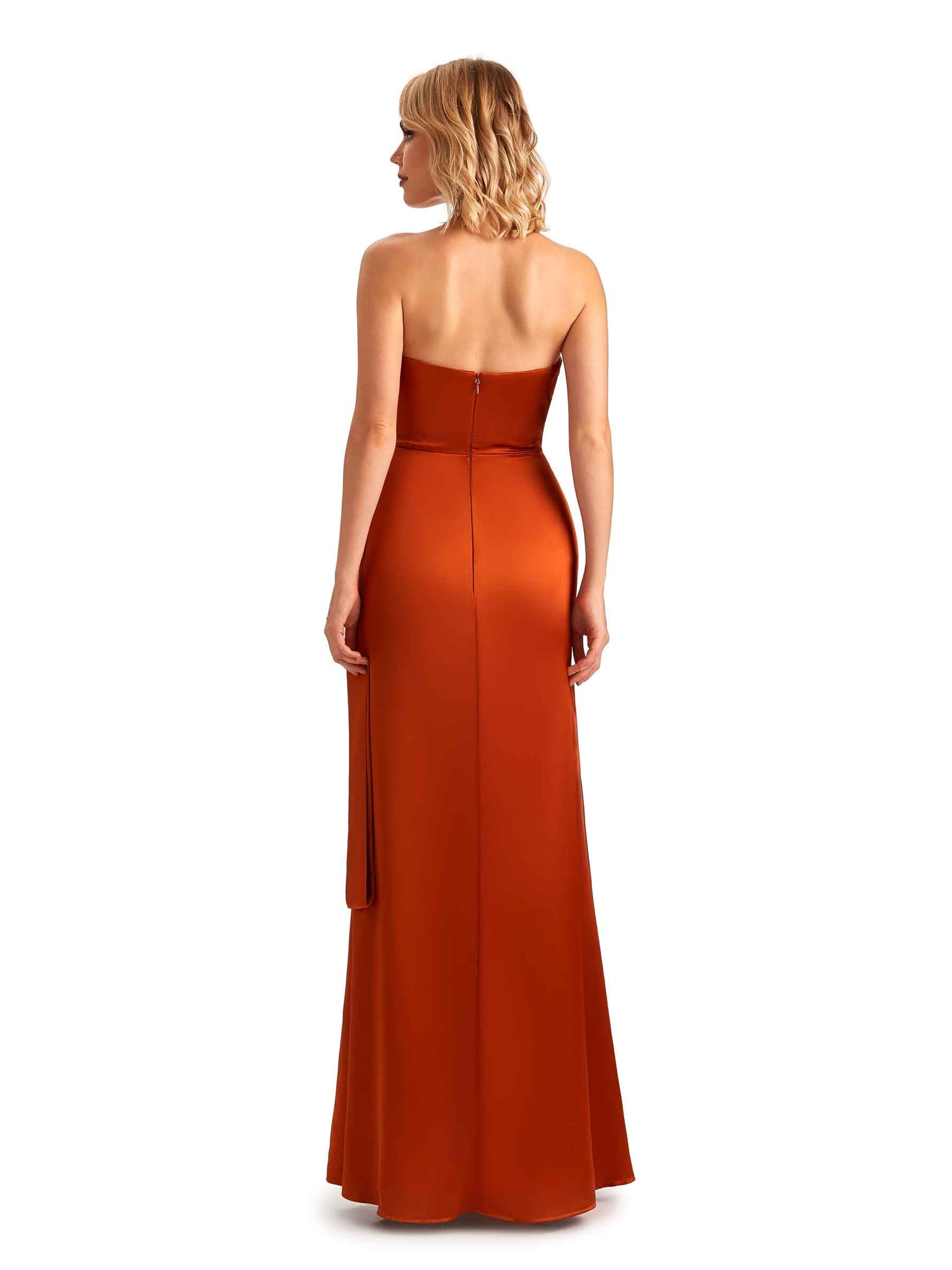 Robe sirène de demoiselle d'honneur longue Satin Sexy sans bretelles Unique