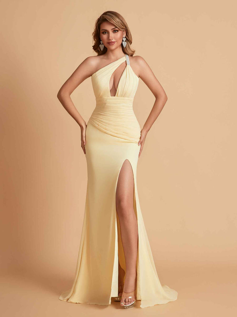 Robe sexy sirène à une épaule longueur au sol robe de soirée de mariée