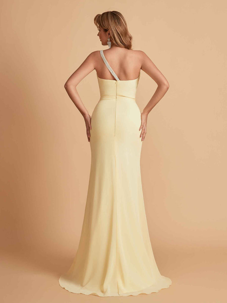 Robe sexy sirène à une épaule longueur au sol robe de soirée de mariée