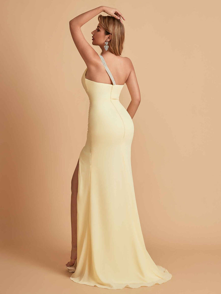 Robe sexy sirène à une épaule longueur au sol robe de soirée de mariée
