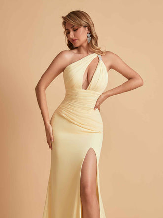 Robe sexy sirène à une épaule longueur au sol robe de soirée de mariée