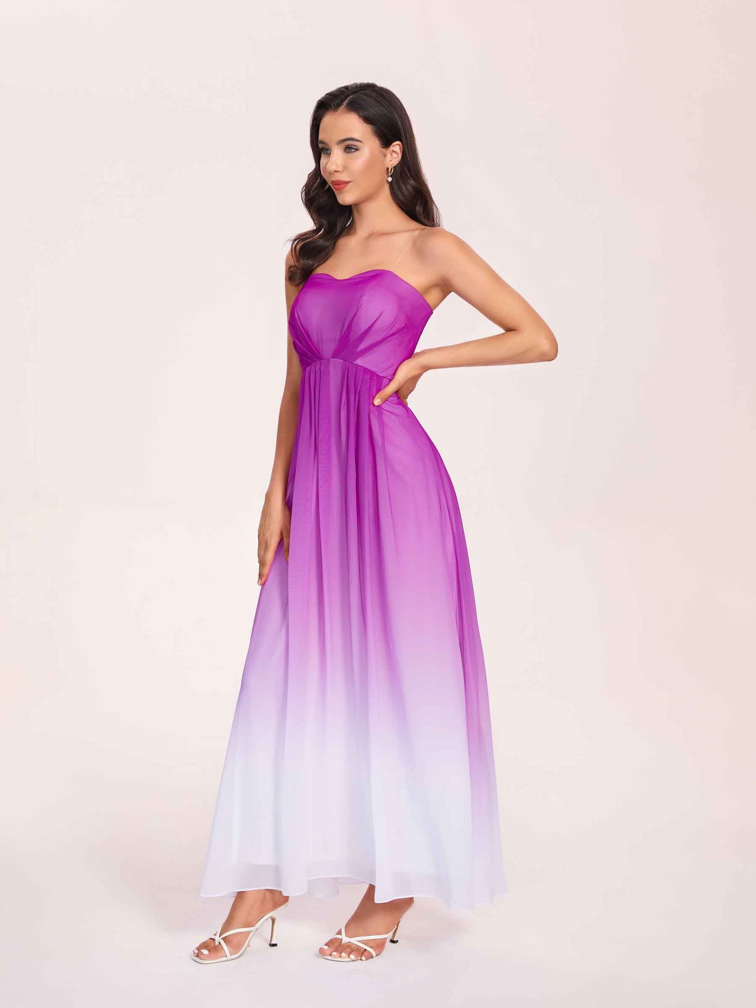 A-ligne Longue Ombre Robes Demoiselle D'honneur Mousseline