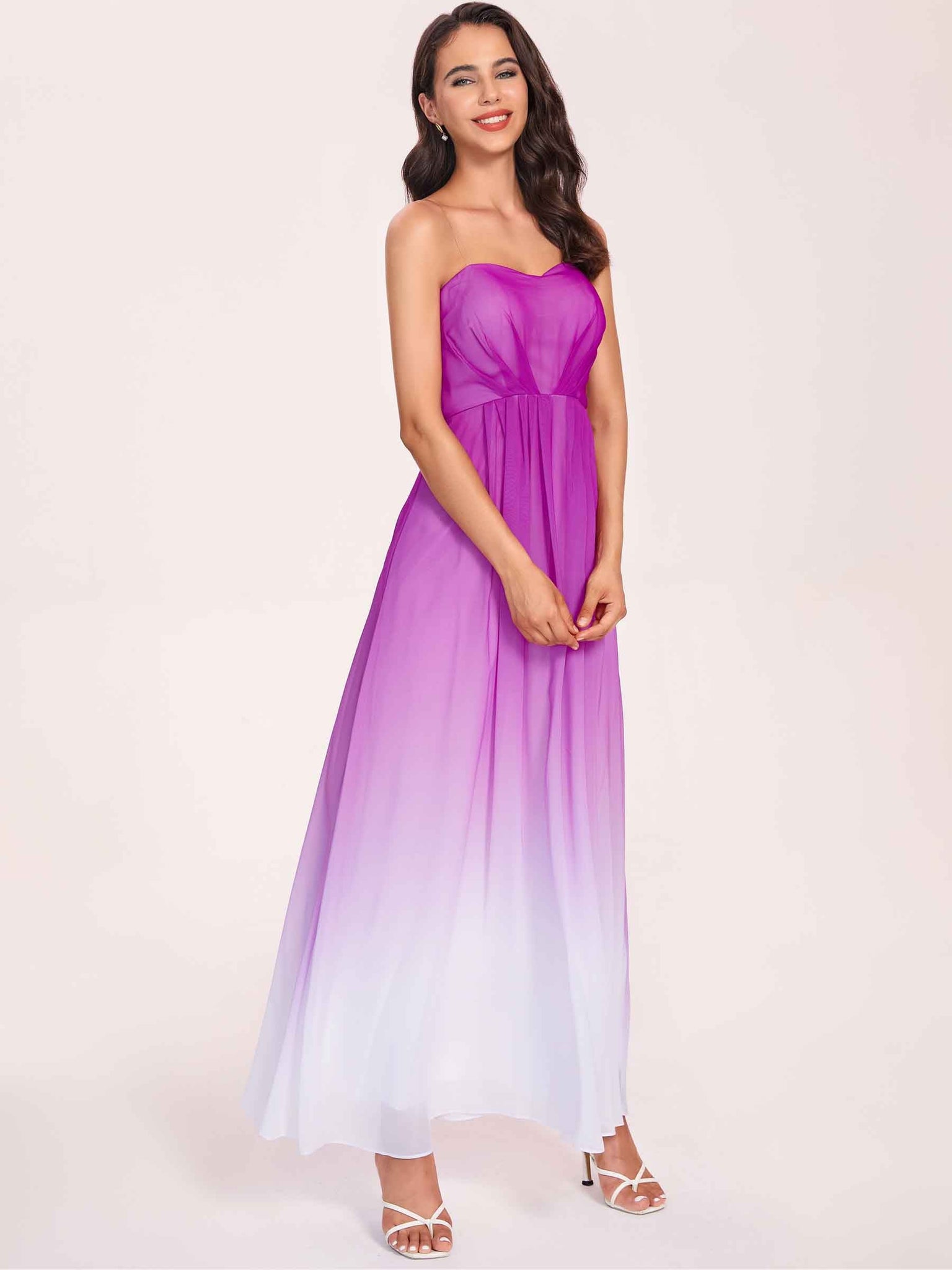 A-ligne Longue Ombre Robes Demoiselle D'honneur Mousseline