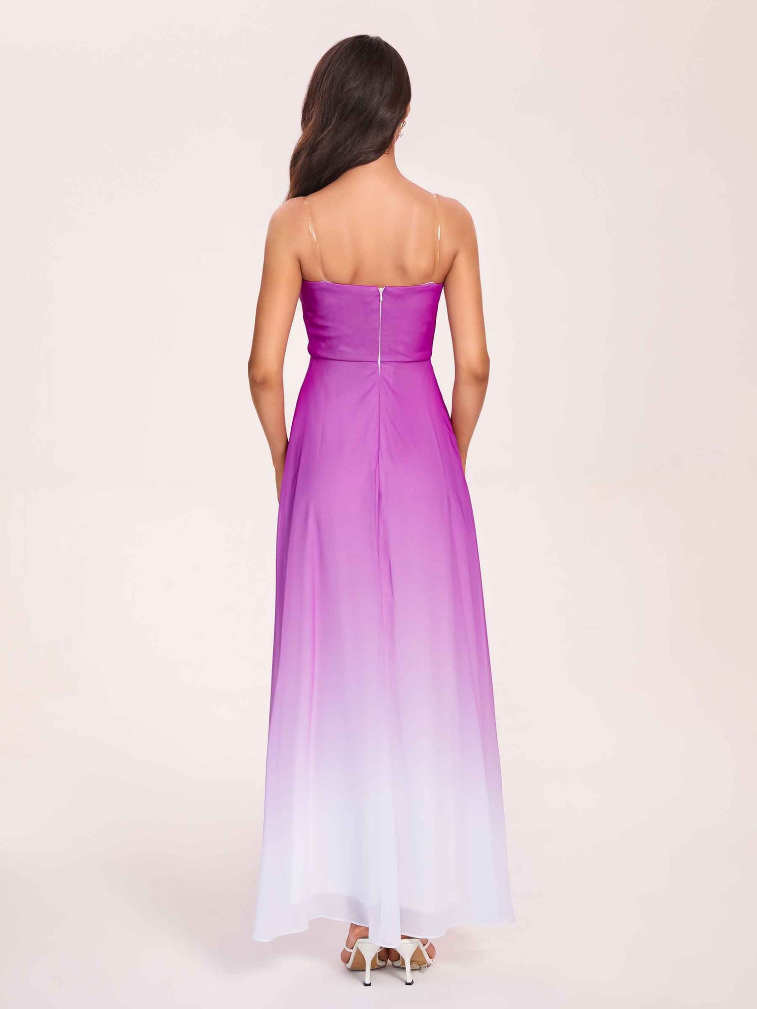 A-ligne Longue Ombre Robes Demoiselle D'honneur Mousseline