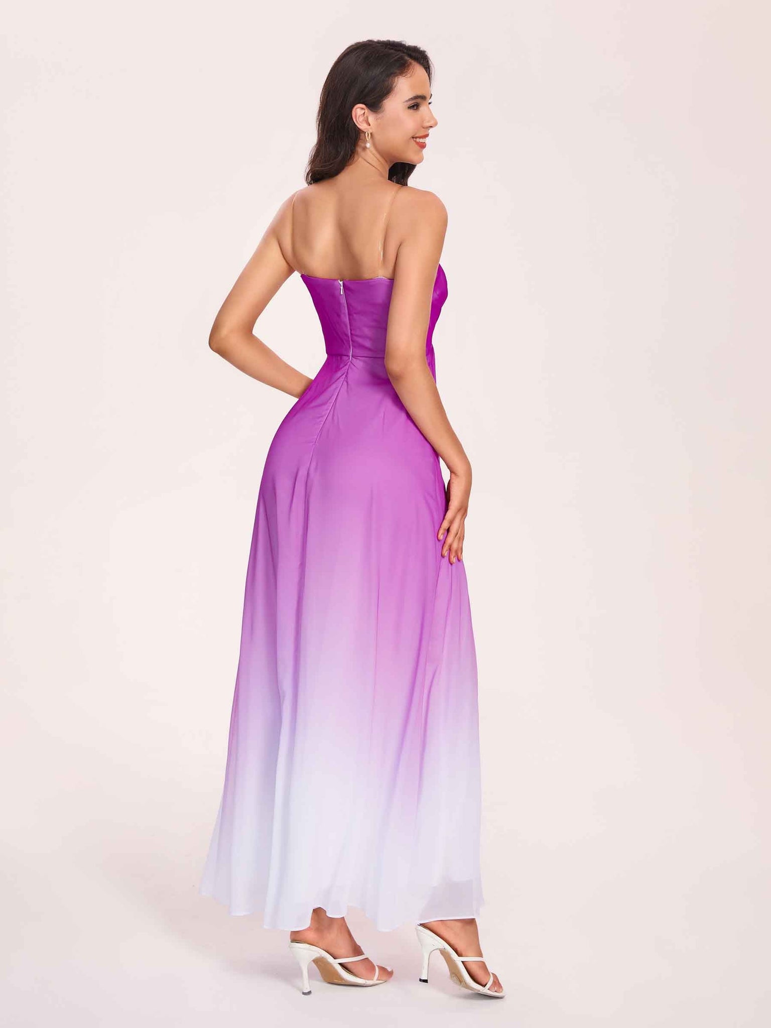 A-ligne Longue Ombre Robes Demoiselle D'honneur Mousseline