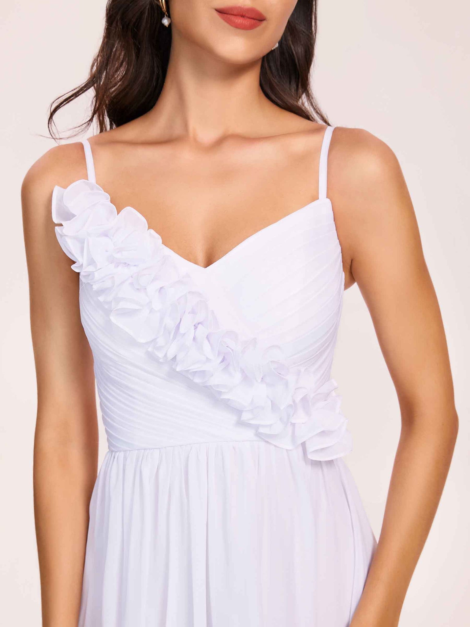 Bretelles Spaghetti Floral A-ligne Ombre Longue Robes Demoiselle D'honneur
