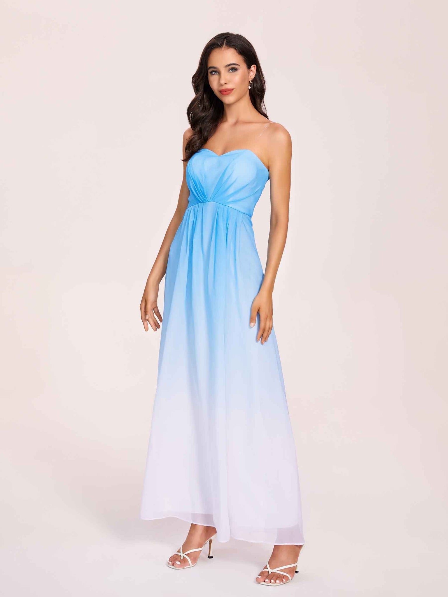 Robes de demoiselle d'honneur élégantes trapèze ombrées maxi longues