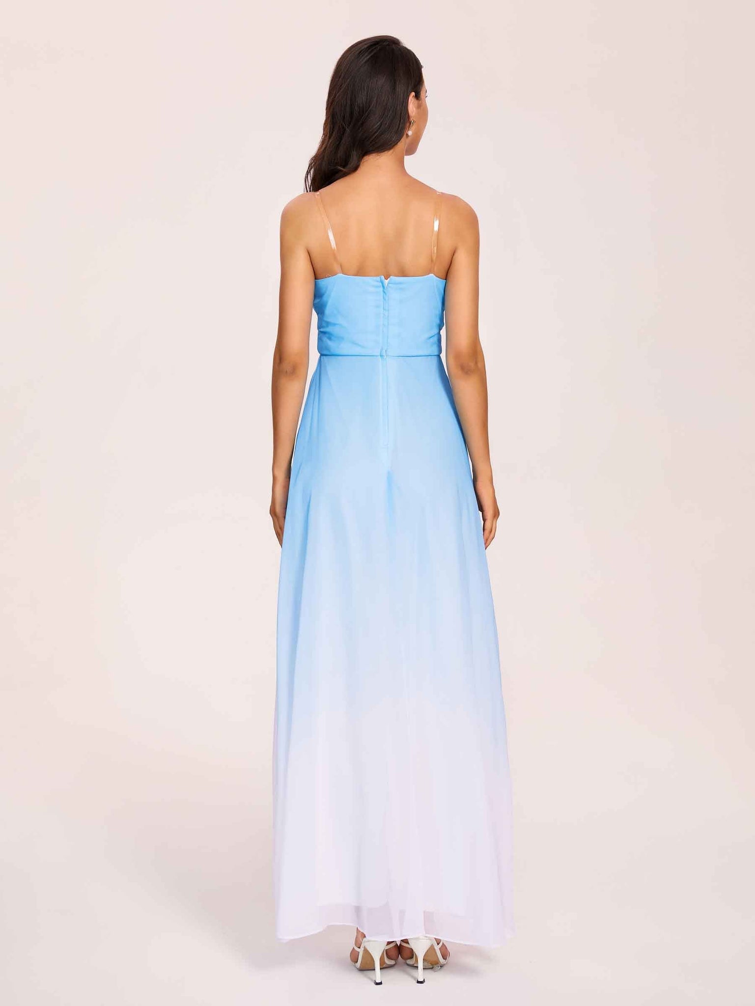 Robes de demoiselle d'honneur élégantes trapèze ombrées maxi longues