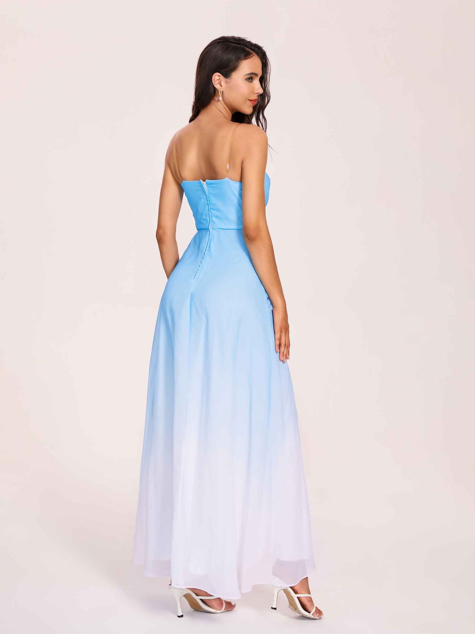 Robes de demoiselle d'honneur élégantes trapèze ombrées maxi longues