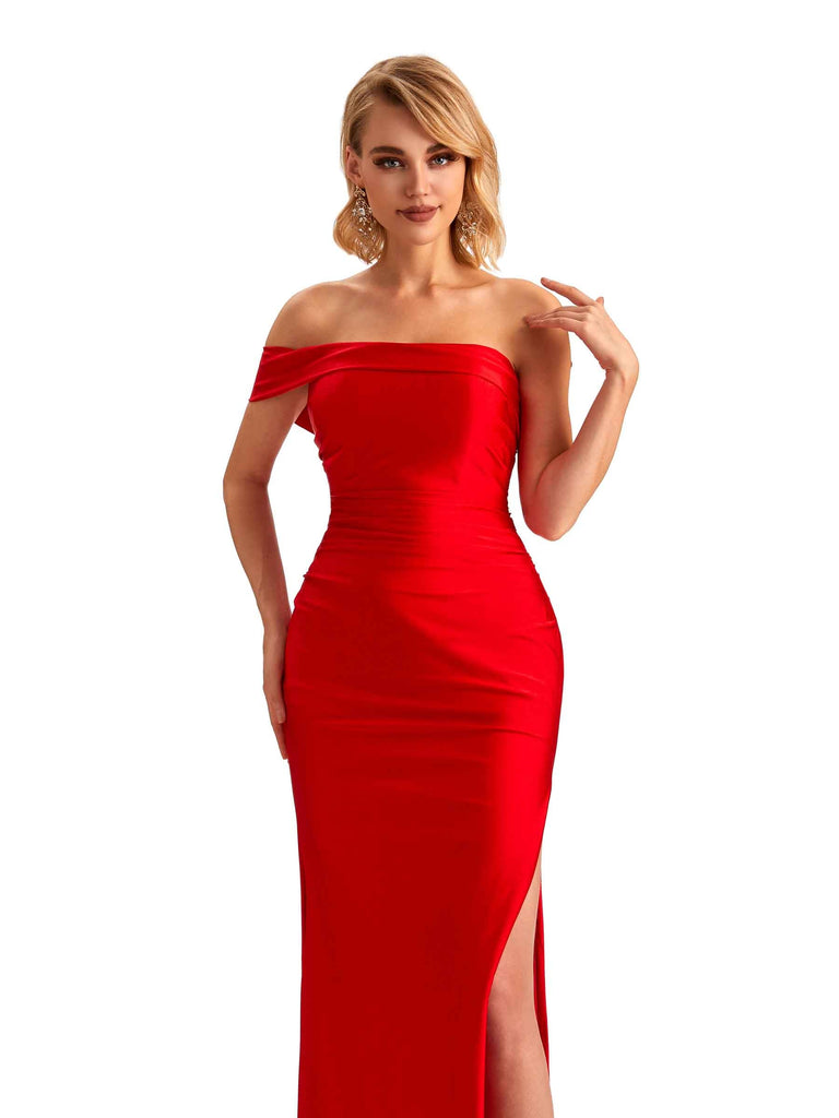 Robe de bal longue en Satin doux asymétrique fente latérale Sexy